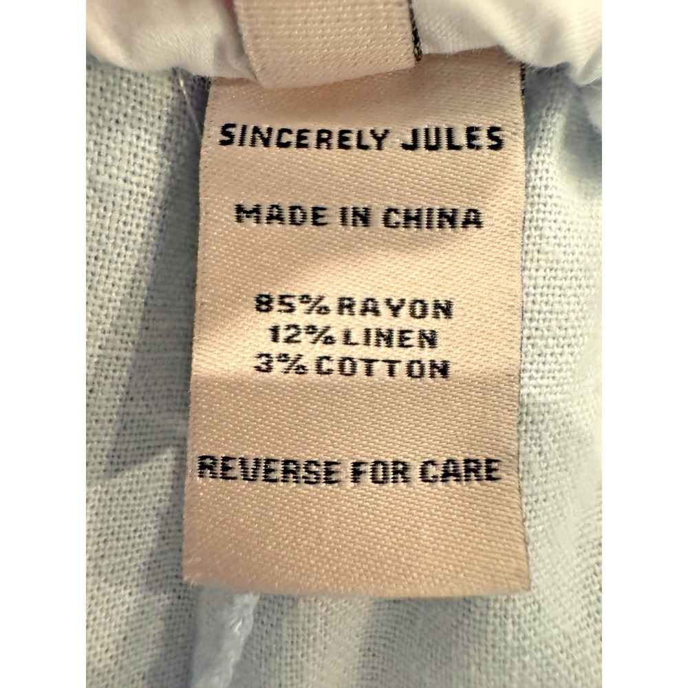 Sincerely Jules Striped Wide Leg Paperbag Pants Women's S Linen Blend Coastal - Picture 8 of 12